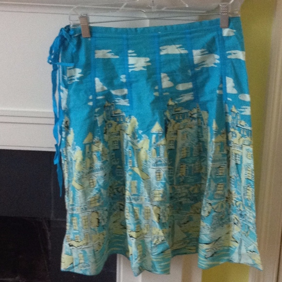 Kenzie Turquoise Skirt Ribbon Side Tie - Sz 6 - Picture 1 of 8